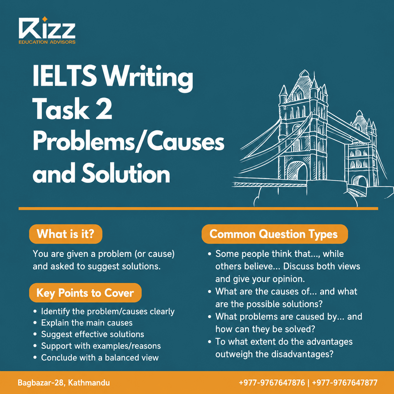 IELTS Writing Task 2 Problems and Solutions, Causes and Solutions, Ban7, Band 8, Band 9, Band Descriptors with Example